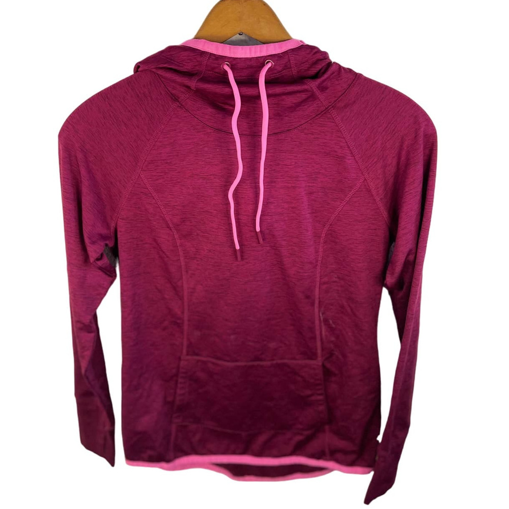 Heathered Pink Reebok Hoodie Skuba Knit Funnel Neck Athletic Jacket Size S Sport
